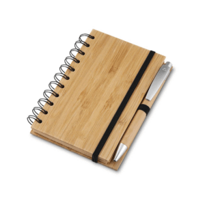 Caderno Capa em Bambu c/ Caneta (14x09cm)